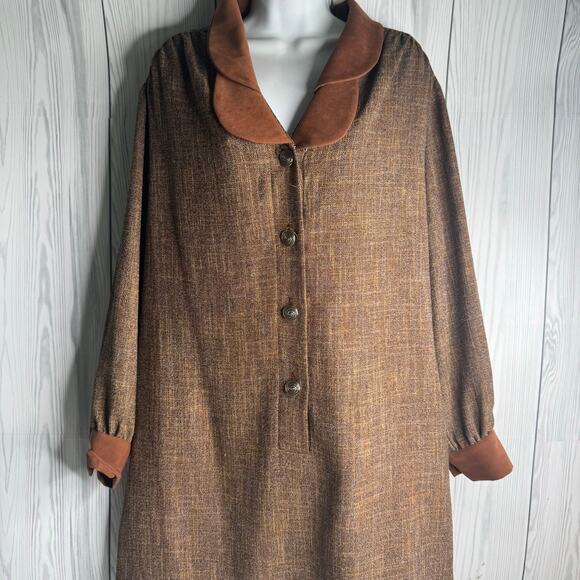 Brownstone Studio New York Dresses & Skirts - Vintage 1980 Brownstone Studio NY Shift Dress Velvet Collar Size 18P Lagenlook
